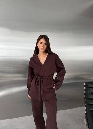 Женский теплый костюм двойка кимоно штаны трехнить пенье на флисе