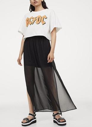 Чорна шифонова спідниця h&m 🔥🔥🔥