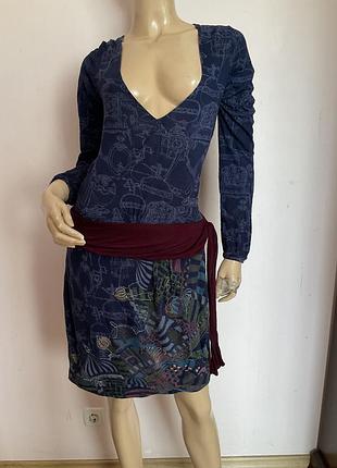 Трикотажное вискозное платье / l- xl / brend desigual