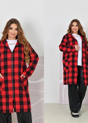 Кардиган с капюшоном на змейке кашемир байка 48-66 р-р