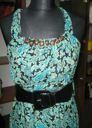 Классное летнее платье в пол с принтом огурцы