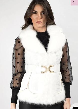 Шикарна білосніжна жилетка