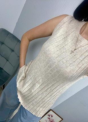 Подовжена безрукавка в рубчик, р-р м