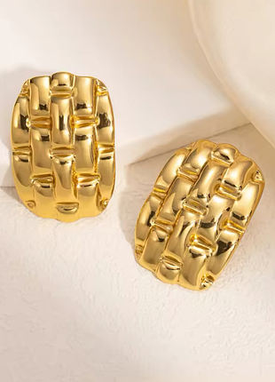 Серьги нержавеющая сталь stainless steel геометрические фактурные