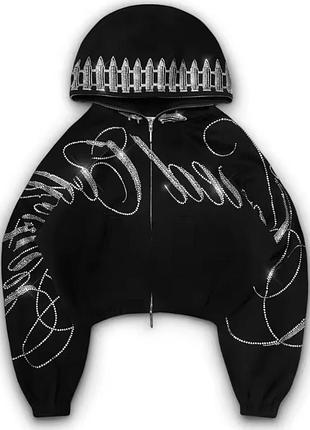Зіп худі унісекс зі стразами гранж кофта опіум y2k dollskill