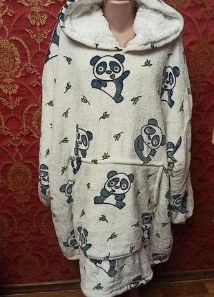 Теплое кофта одеяло из флиса на искусственной шерсти безразмерное очень широкая принт панда