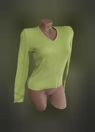 Лонгслів жіночий в рубчик салотового кольору