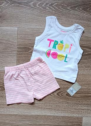 Майка + шорты primark на девочку / комплект / фрукты / р62 / 0-3 месяца / 10005