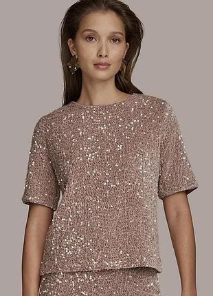 Блуза сяюча прозорі паєтки святкова від donna karan