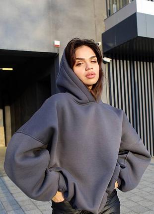 Худі оверсайз на флісі мрія без кошлатання, з вишивкою