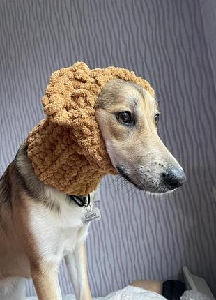Тепла в’язана шапочка для собак «ведмежатко»🐻🤎
