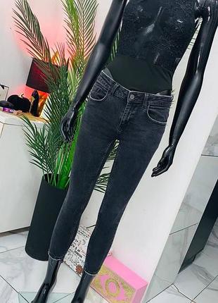 Zara z1975 denim джинсы скинни / slim fit темно-серые / черные, размер eur 38 / usa 6 – стрейч