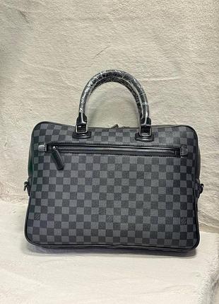 Сумка чоловіча чорна сіра графітова з штучної шкіри у клітку