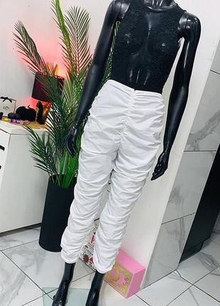 Shein брюки-карго / скинии белые с жаткой (драпировкой), размер s / eur 36 — y2k стиль, 100% полиэстер
