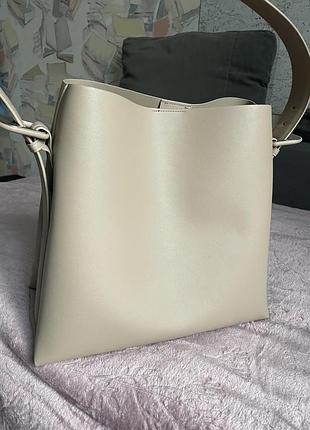 Сумка женская шопер молочного цвета