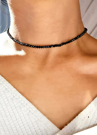 Чешский бисер украшение черные бусинки