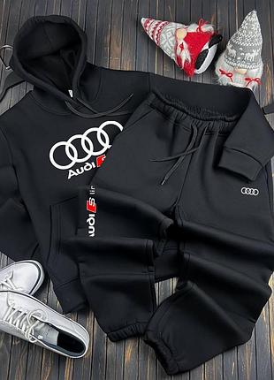 Утеплений чоловічий костюм на флісі зимовий чорний audi fleece black