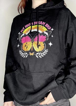 Худі оверсайз з метеликом на флісі