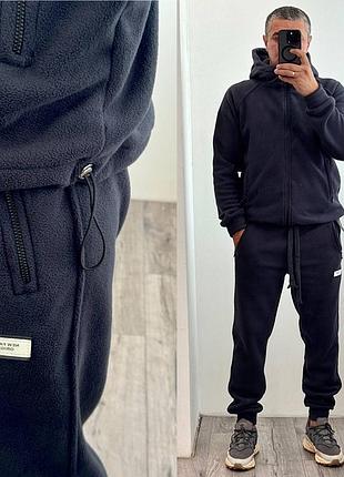 Теплый мужской флисовый костюм двойка с капюшоном 🍂❄️