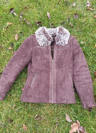 Женская укороченная дубленка papaya