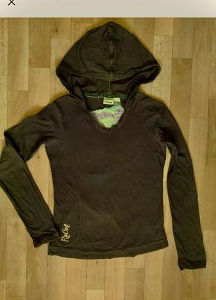 Натуральна брендова футболка з бавовни з капюшоном худі кольору кави кофта котон  жіноча