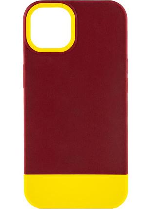 Чехол tpu+pc bichromatic для apple iphone 13 (6.1") brown burgundy / yellow