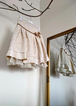 Шикарна👑 спідниця італія ошатна святкова пишна бежева