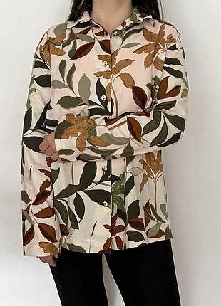 Жіноча сорочка з листям. бавовна. розмір s. john lewis