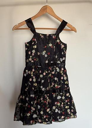 Елегантна чорна сукня з вишивкою, 10-12 років, підюпник фатін, nanette lepore, ідеальний стан