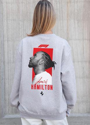 Женский утепленный оверсайз свитшот на флисе с принтом without hamilton gray