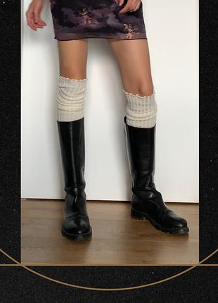 Шкіра чоботи прямі високі на плоскому сапоги жокейські оригінал oldmoney boss