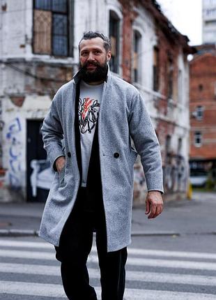 Кашемировое пальто мужское серое