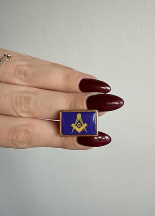 Пін значок металевий брошка «масонський символ» — фіолетово-золотий прямокутник
