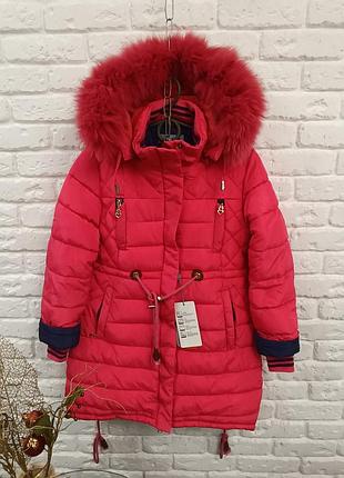 Підліткова подовжена тепла куртка для дівчинки. зріст 134 см