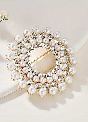 Стильная женская брошь имитация жемчужин изысканный аксессуар на одежду значок пин