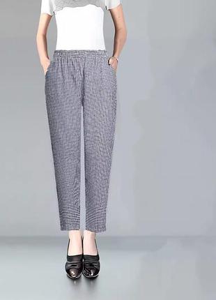 Брюки в клетку на резинке 50-52р