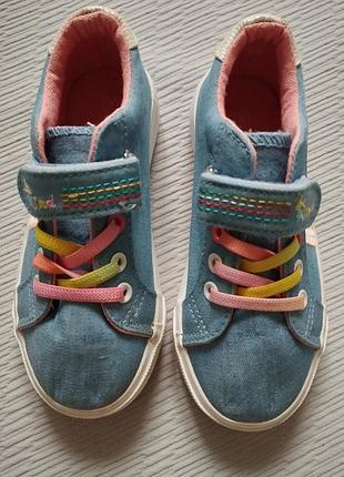 Суперовые кеды из джинса на липучке принт радуга nutmeg