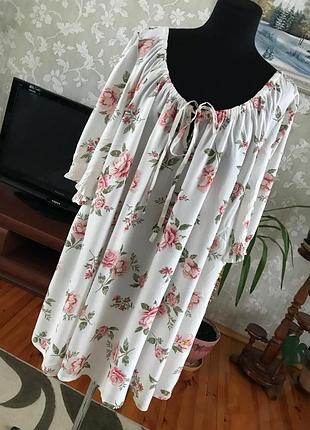 Блуза штапельна вільного крою батал 34-36