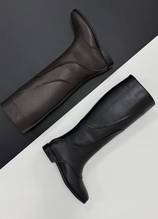 Натуральные кожаные сапоги трубы еврозима