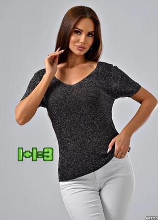 💝1+1=3 шикарная черная блестящая блуза блузка с люрексом debenhams, размер 52 - 54