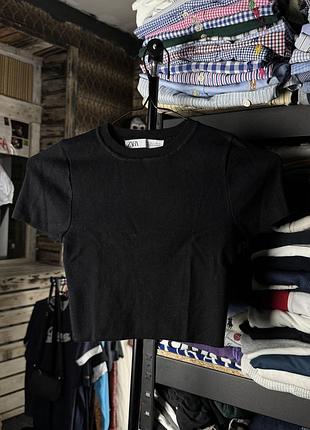 Zara топ теплий чорний короткий s