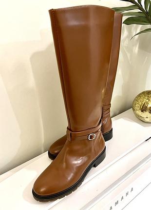 Чоботи, сапоги жіночі tommy hilfiger, 37, світло-коричневі, шкіряні