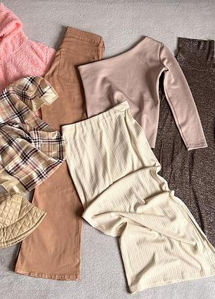 Лот набор одежды s-m, кофта, платье, джинсы, юбка, платок, панамка