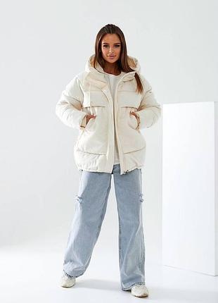 Зимова куртка пуфер об’ємна оверсайз га холофайбері. зимняя женская куртка курточка