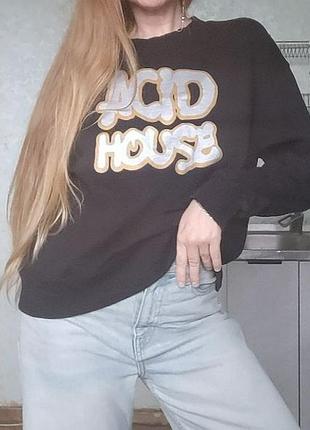 Disco kids "acid house" лого черный свитшот 100% органический хлопок размер xl рейв 90ти