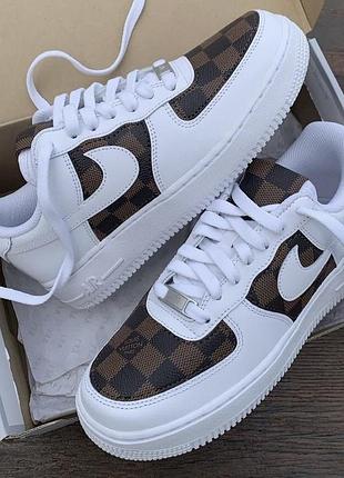 Кроссовки кожаные,женские nike air force 1 louis vuitton