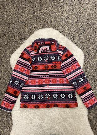 Флісова домашня сорочка в зимовий принт /домашній одяг для дівчинки 61225