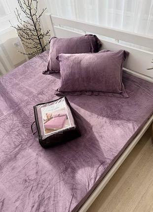 Велюрове простирадло з наволочками 160*200