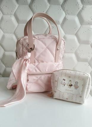 Рюкзак с шарфом розовый косметичка лот набор mofusand cool clab