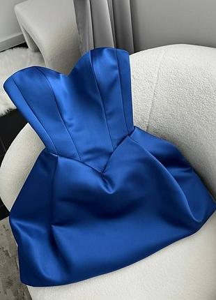 Жіноча повсякденна класична міні коротка сукня плаття з бретельками та з відкритими плечима тканина щільний якісний дорогий атлас який тримає форму